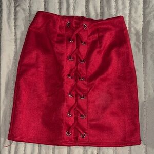Red Lace-Up Skirt